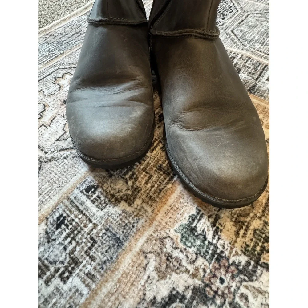 Eddie Bauer Trace Boots Womens 9.5 Gray Leather Zip Tall‎ Riding Waterproof